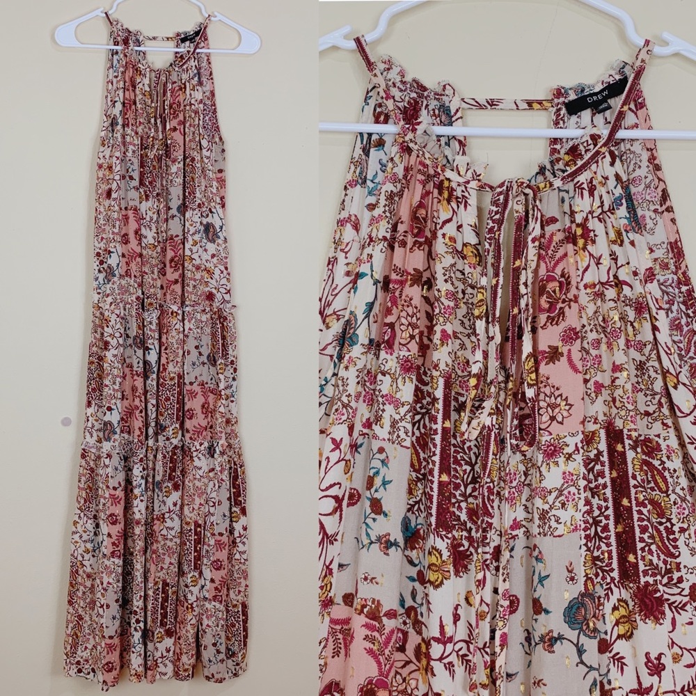 NWT Anthropologie DREW Naomi‎ Dress in Natural Morocco Boho Maxi Size XS